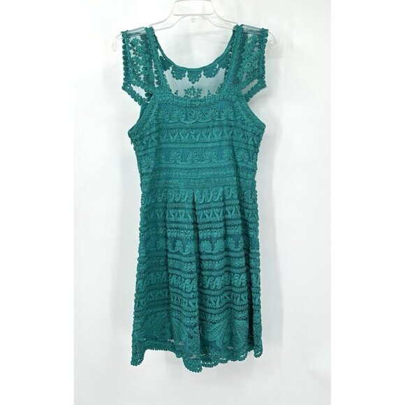 YOANA BARASCHI dress fit flare lace sheer mesh vintage inspired party green 4 - Picture 6 of 10
